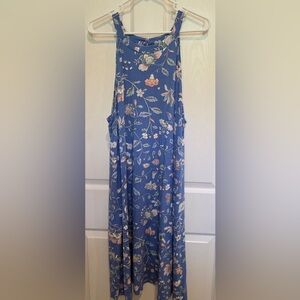 Loft 2XL Floral Blue Sleeveless Dress
